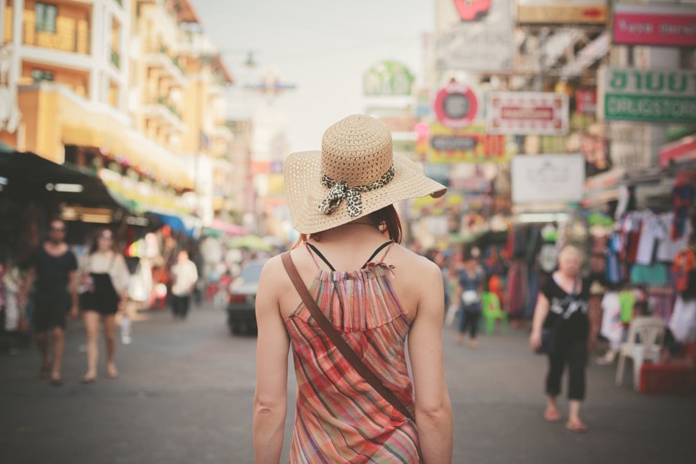 Asian woman walking in thailand