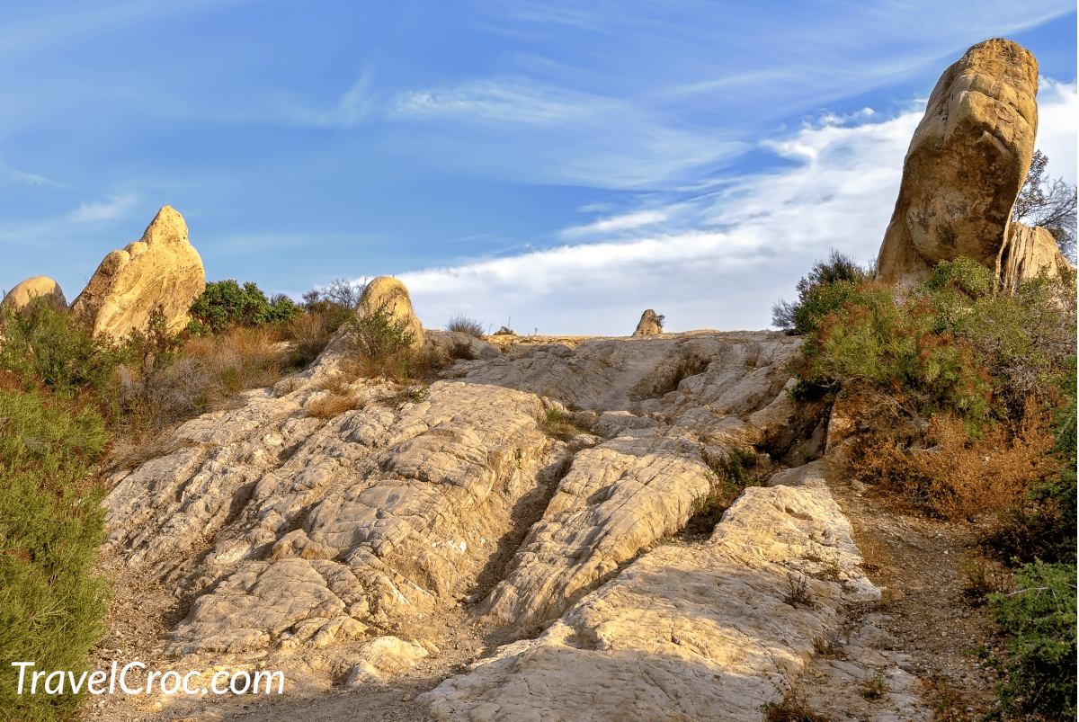 Unusual rock formations along Backbone trail at Corral Canyon, Malibu, California