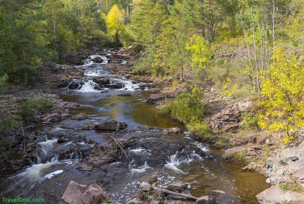 Amity Creek Falls in Duluth MN - small waterfalls during autumn