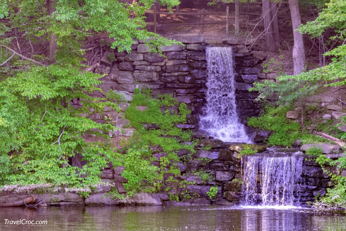 Double waterfall at winkler botanical preserve in Alexandria VA