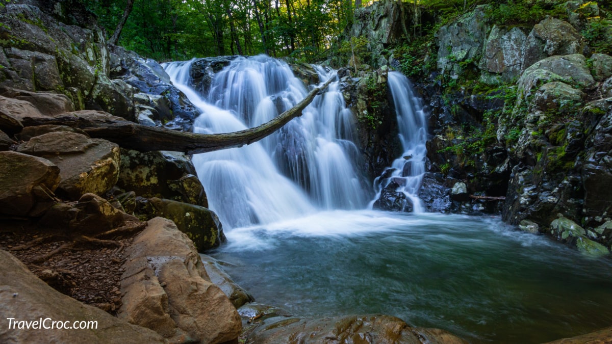 Flowing Water of the Rose River Waterfall in Shenandoah National Park