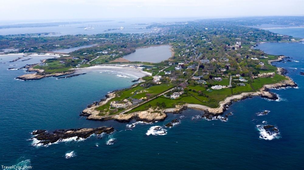 Above New Port Islands and Beach - Best Beach Towns in Rhode Island