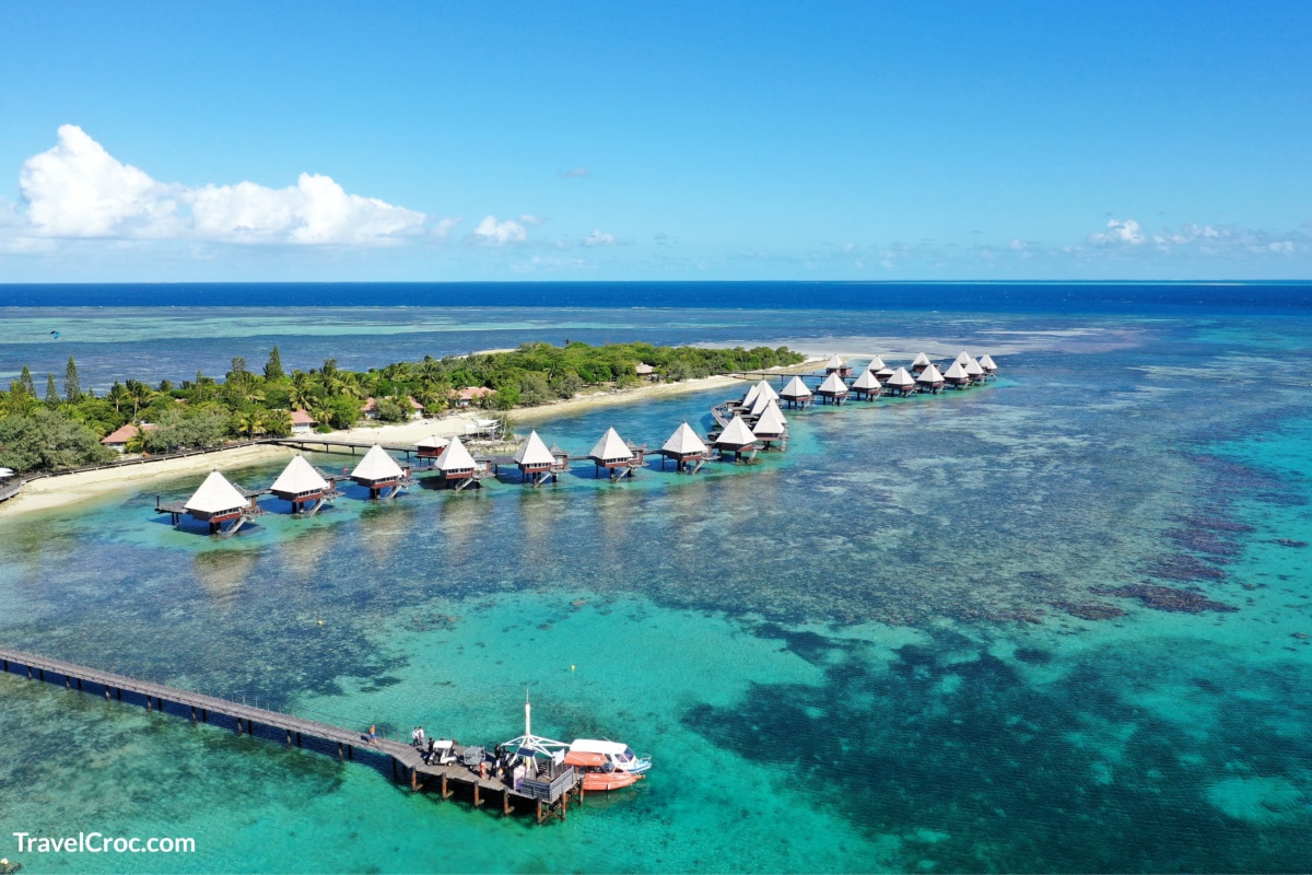 New Caledonia Noumea overwater bungalows reef island