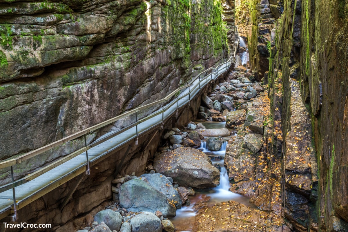Flume gorge in Franconia Notch state park in New hampshire.