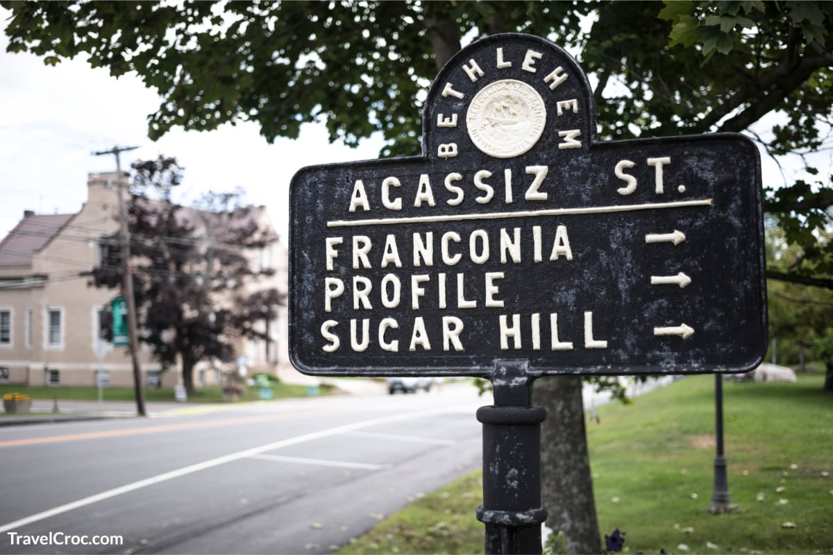 Franconia and nearby towns New Hampshire sign.