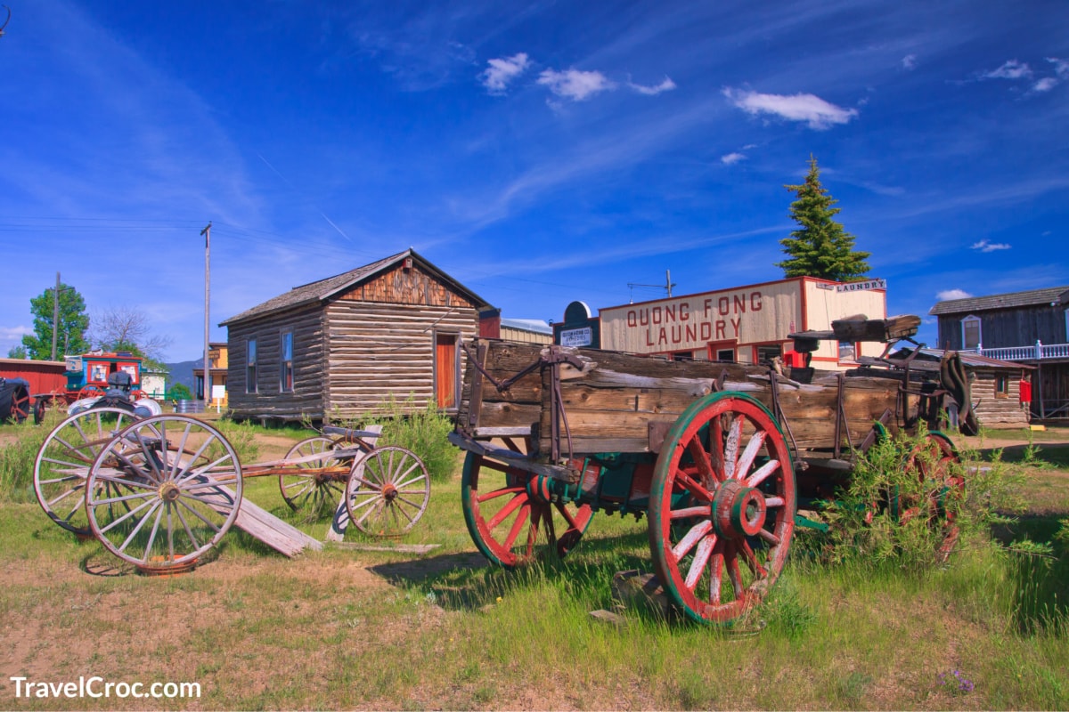 Horse drawn wagons at the World Museum Of Mining, Montana