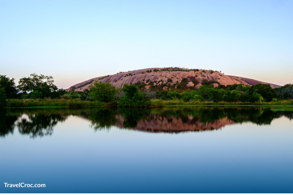 Moss Lake Reflecting Enchanted Rock in Texas