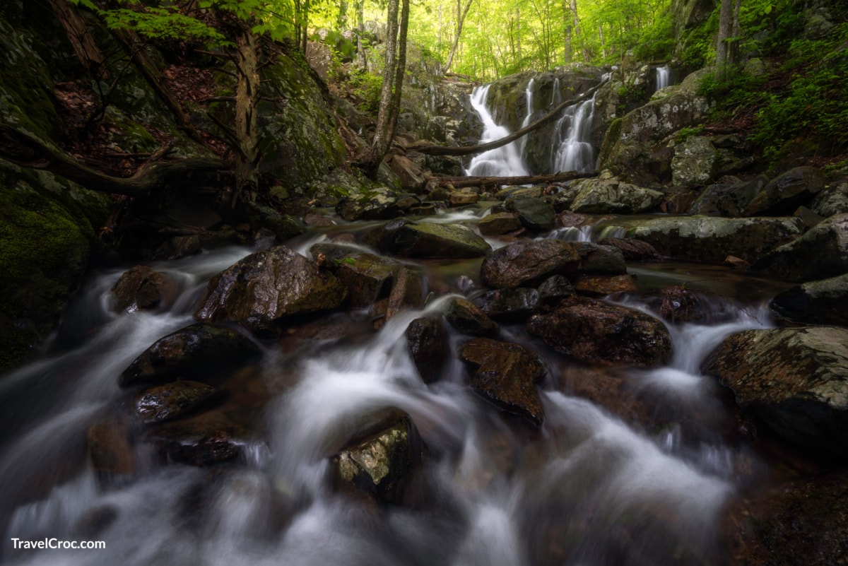 Small cascades with the Rose River Falls in the background, Shenandoah National Park