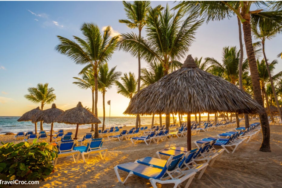 Tropical beach resort at sunrise in Punta Cana,