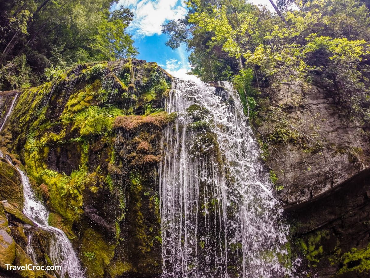 waterfalls in the mountains on lake jocassee south carolina
