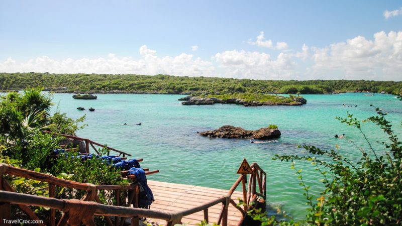 Beautiful bay with turquiose waters & rocky coastline of Xel Ha, Cancun, Mexico - Xel Ha Snorkeling Park - Playa Del Carmen Snorkeling 