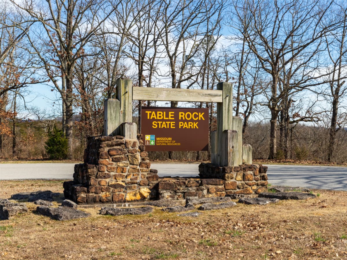 Branson, MO USA - March 11, 2020 Table Rock State Park entrance sign