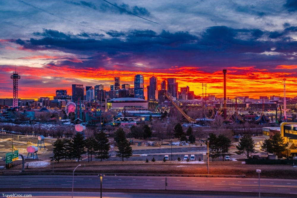 Colorful Morning Sunrise Over Downtown Denver Skyline in Colorado - Denver Average Temperature by Month
