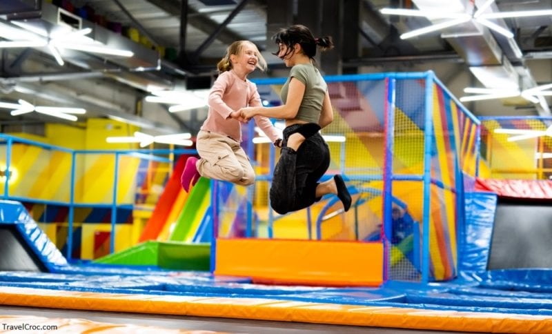 Things to do in Idaho - 2 girls jumping on a trampoline park