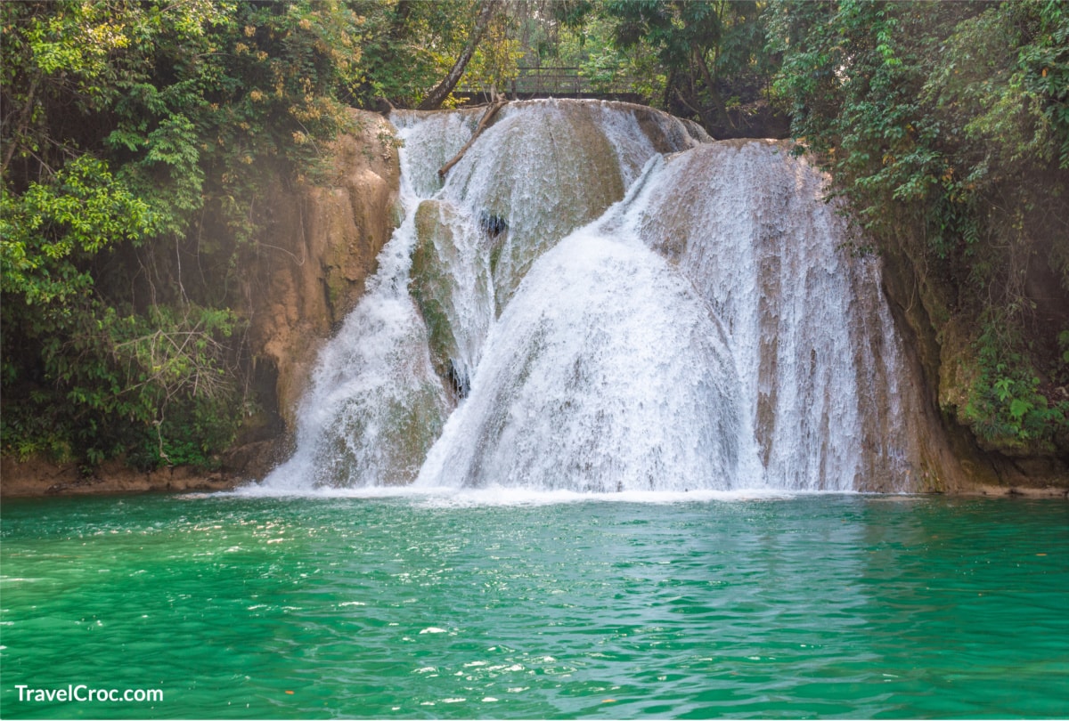 Natural pools of the emerald falls at Roberto Barrios