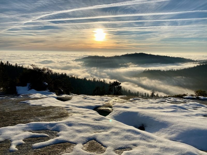 Snowy view above the clouds in Sequoia National Park