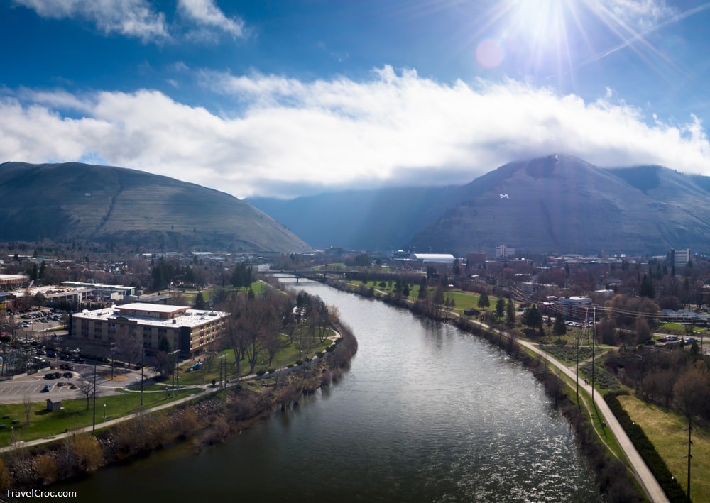 The Clark Fork River in downtown Missoula, Montana.