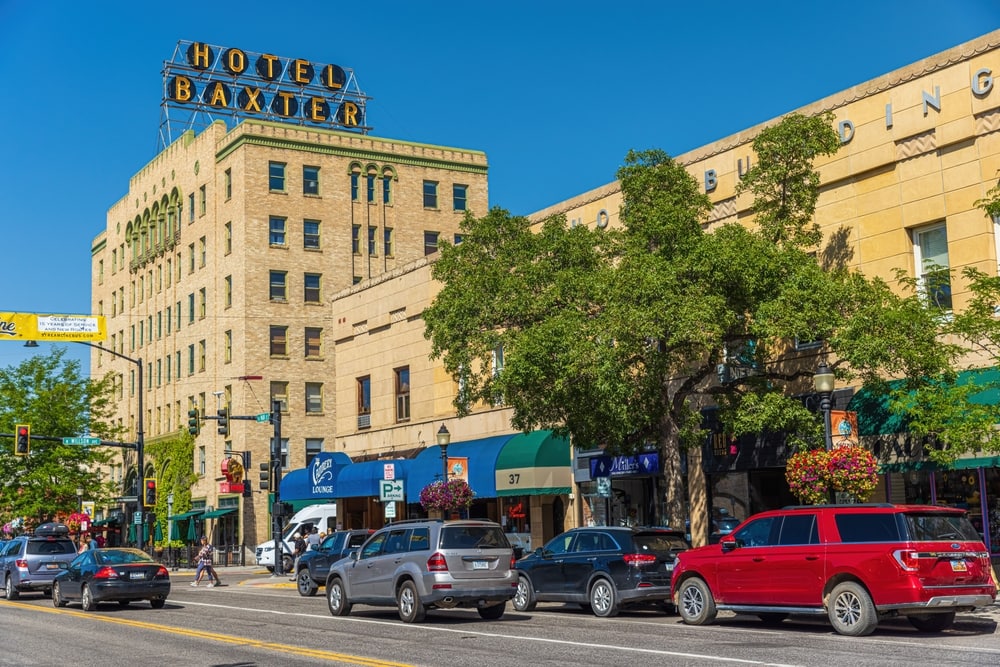 The legendary Hotel Baxter building ion Main Street in Bozeman, MT.