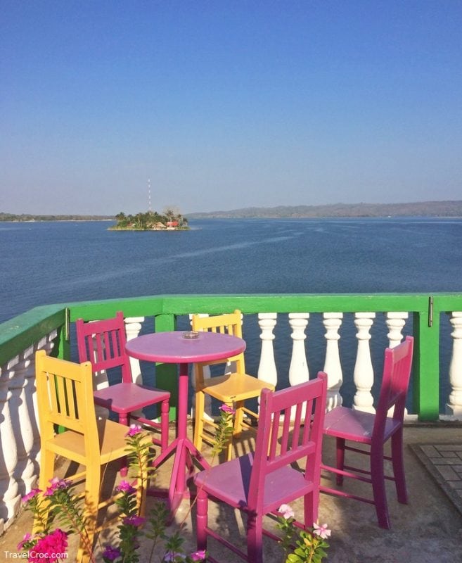The Petén Itzá Lake in Guatemala from a colorful terrace in the morning - March to May | Spring Guatemala