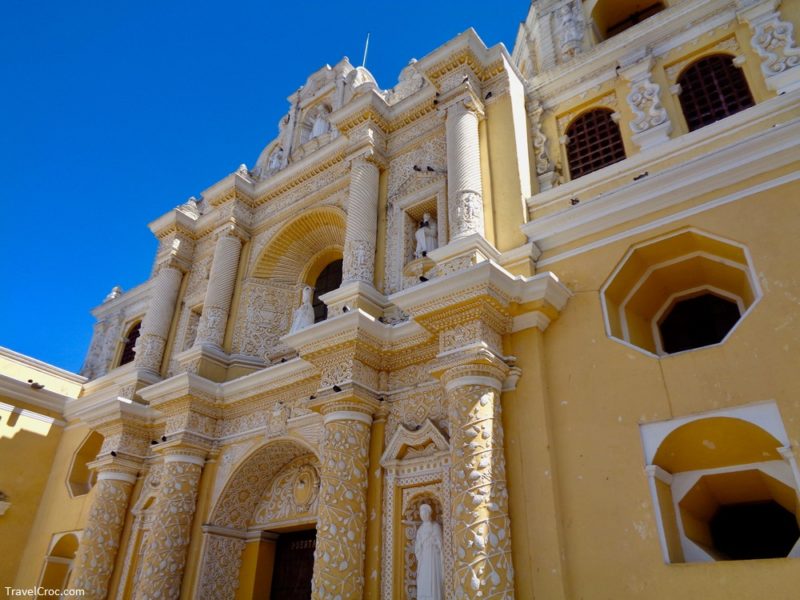 The facade of the La Merced Church in Antigua, Guatemala.