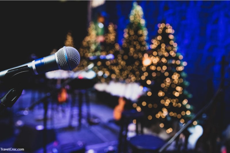 Things To Do in Payson AZ in December - Microphone on stage during Christmas holiday show