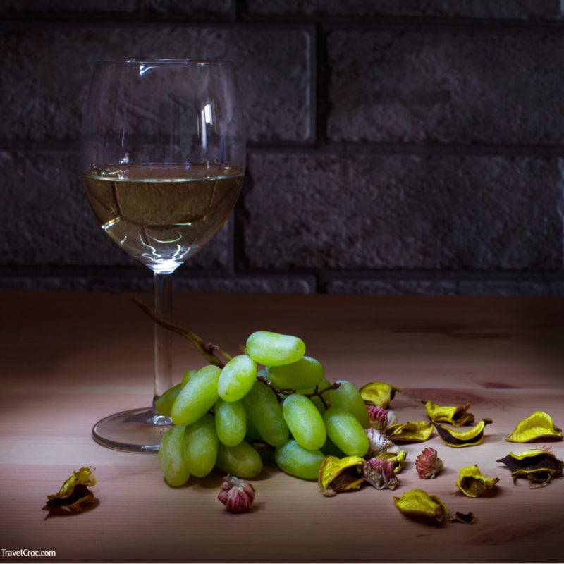 White Wine Glass and Grapes