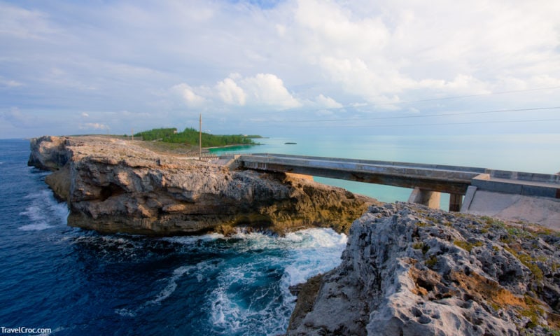 Bridge on Eleuthera between the Atlantic Ocean and the Caribbean Sea, Bahamas