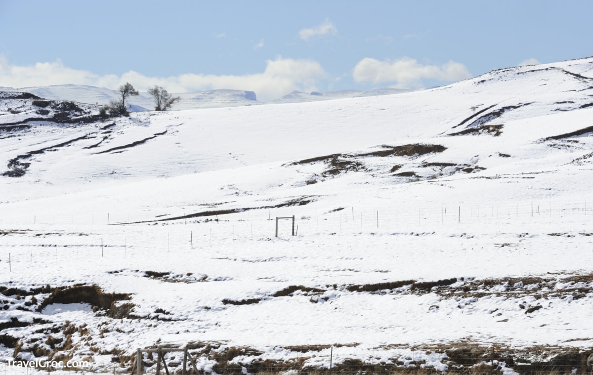 Snow covered landscape in the foothills of the Drakensberg