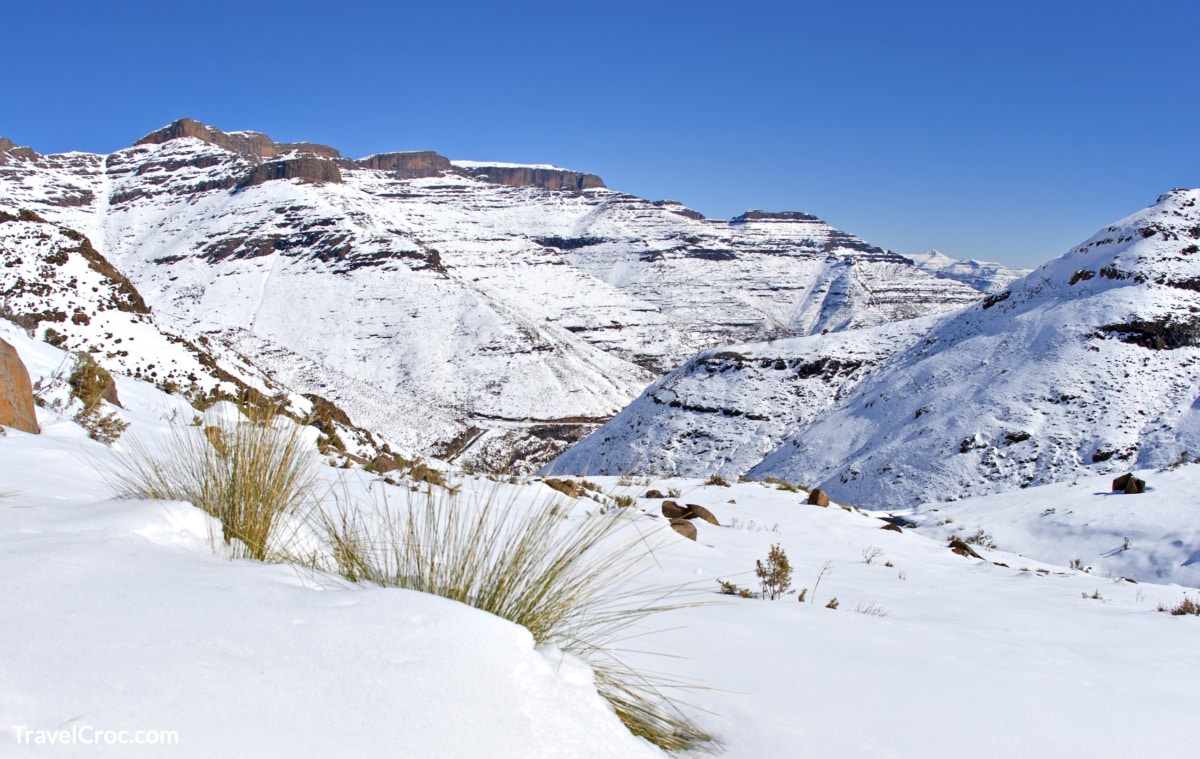 Snow in rural Africa Lesotho