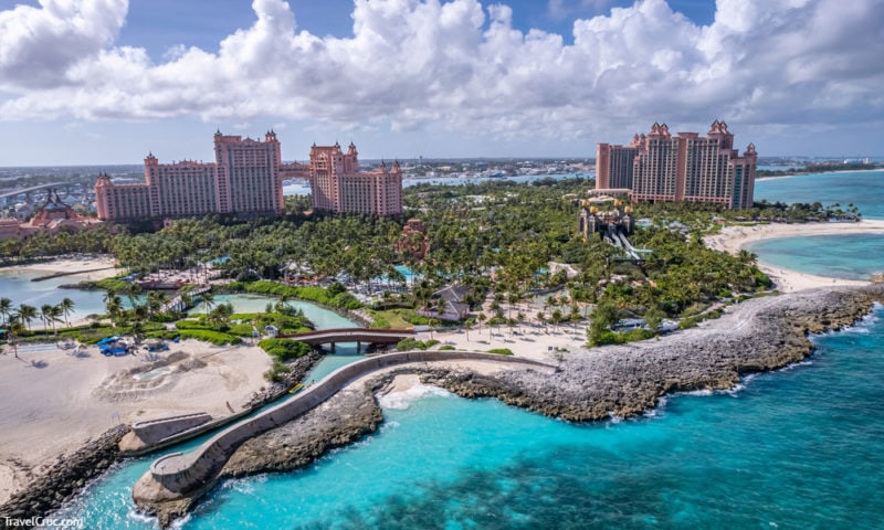 The drone aerial view of Paradise Island, Nassau, Bahamas. What To Do in Bahamas Nassau