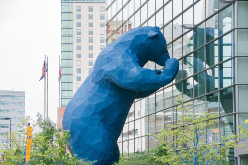 Special Big Blue Bear statue on MAY 7, 2017 at Denver, Colorado