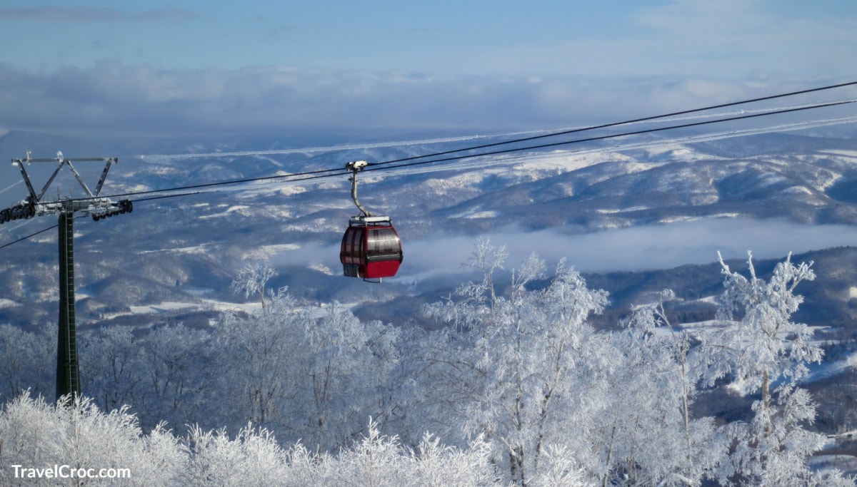 Hokkaido ski resort and red gondola