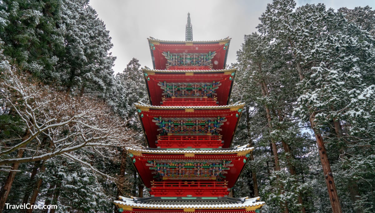 The wooden five story pagoda named Gojunoto located in Toshogu Shrine area