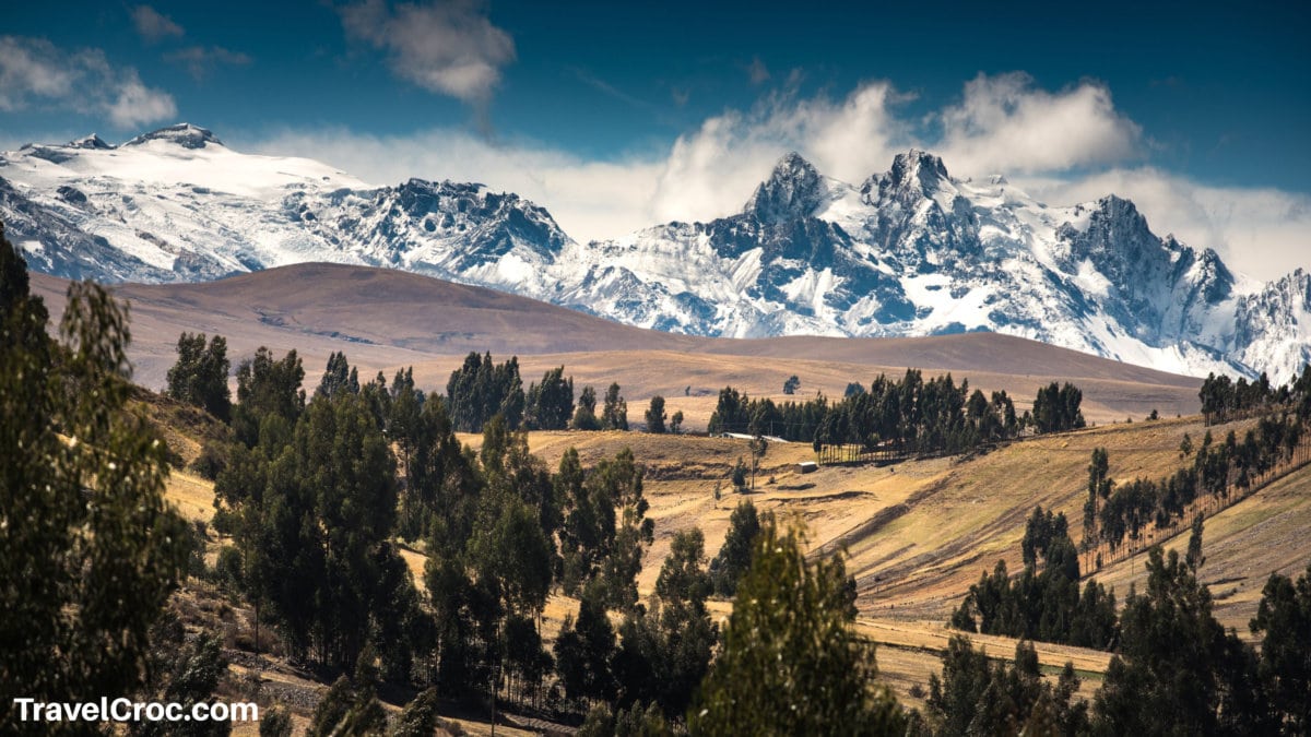 Landscape of snow mountain in Huaraz Peru