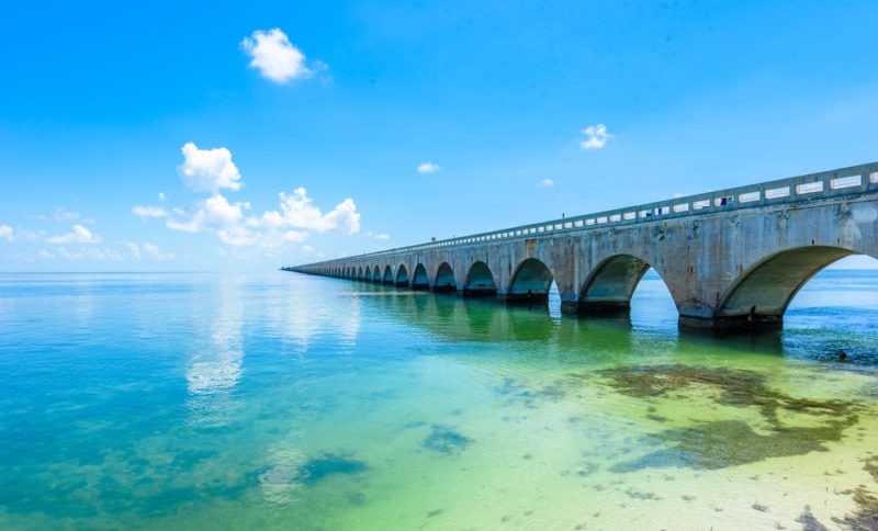 see Cuba from Key West - Long Bridge at Florida Key's - Historic Overseas Highway And 7 Mile Bridge to get to Key West, Florida, USA