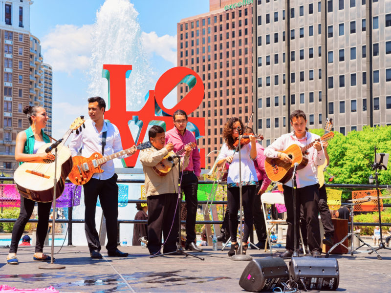  Singers at Musical festival in the Love Park in Philadelphia. What music is Philadelphia known for?
