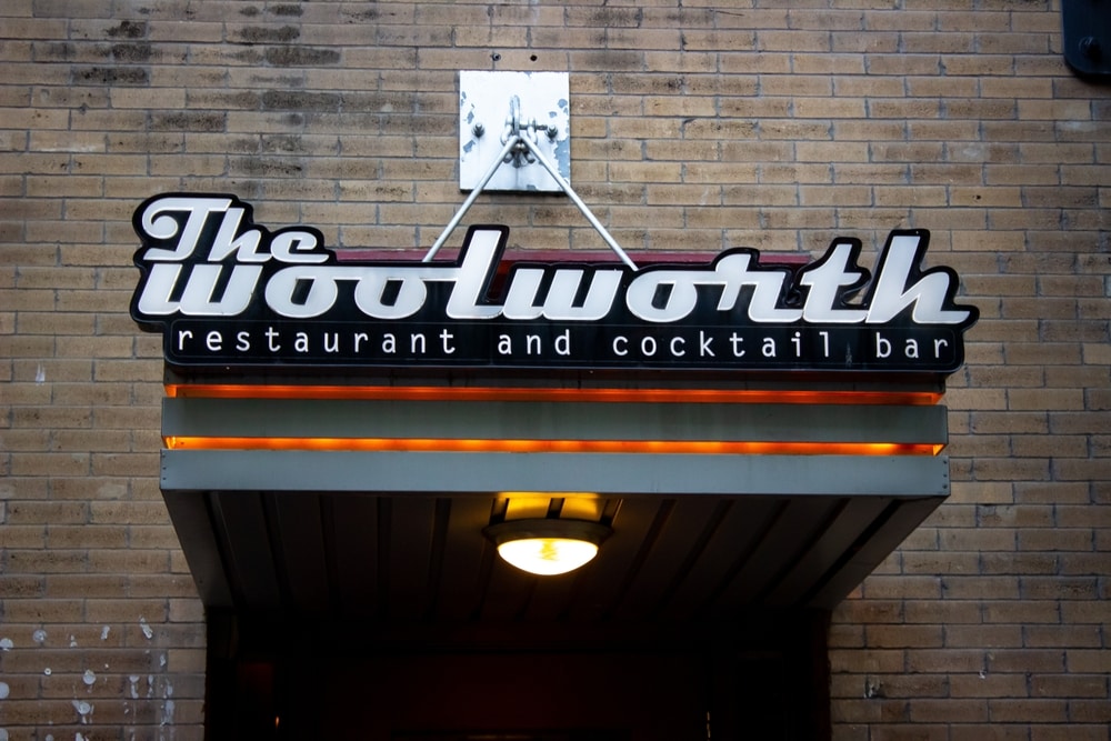 The Woolworth Restaurant and Cocktail Bar Sign