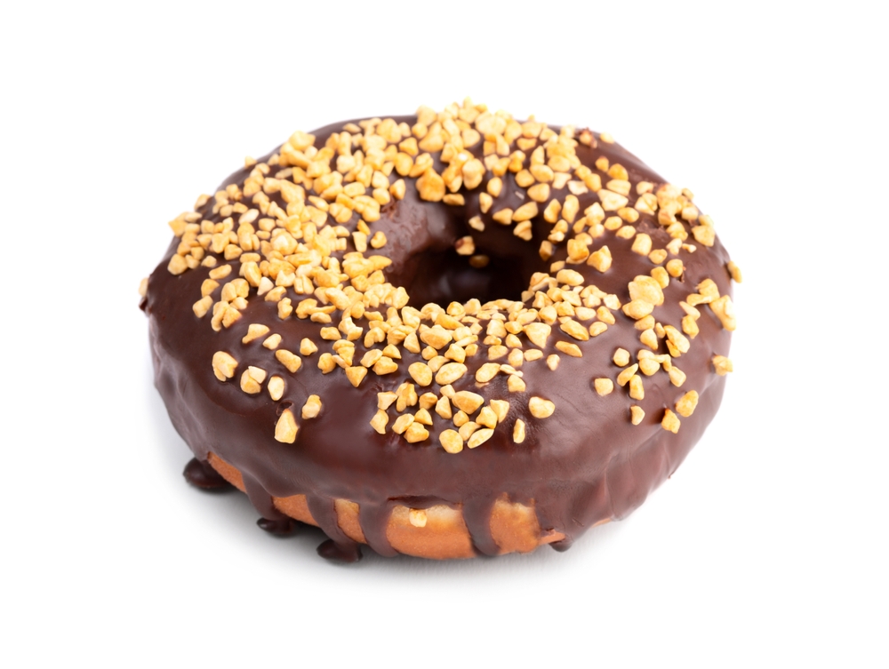 Chocolate donut with nuts