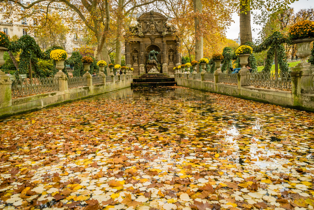 Medici fountain in Jardin du Luxembourg in France,